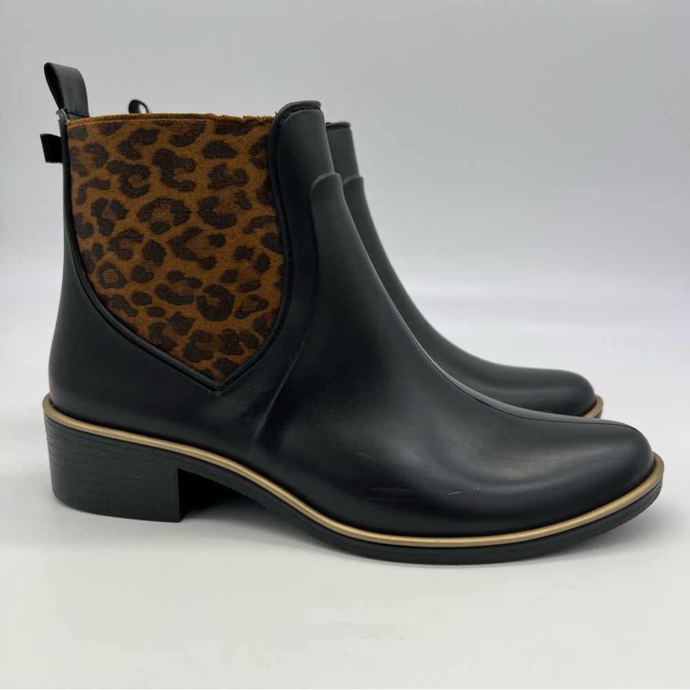 Kate Spade New York Chelsea Booties Black Leather Leopard Print Womens 6/7 - Picture 2 of 14